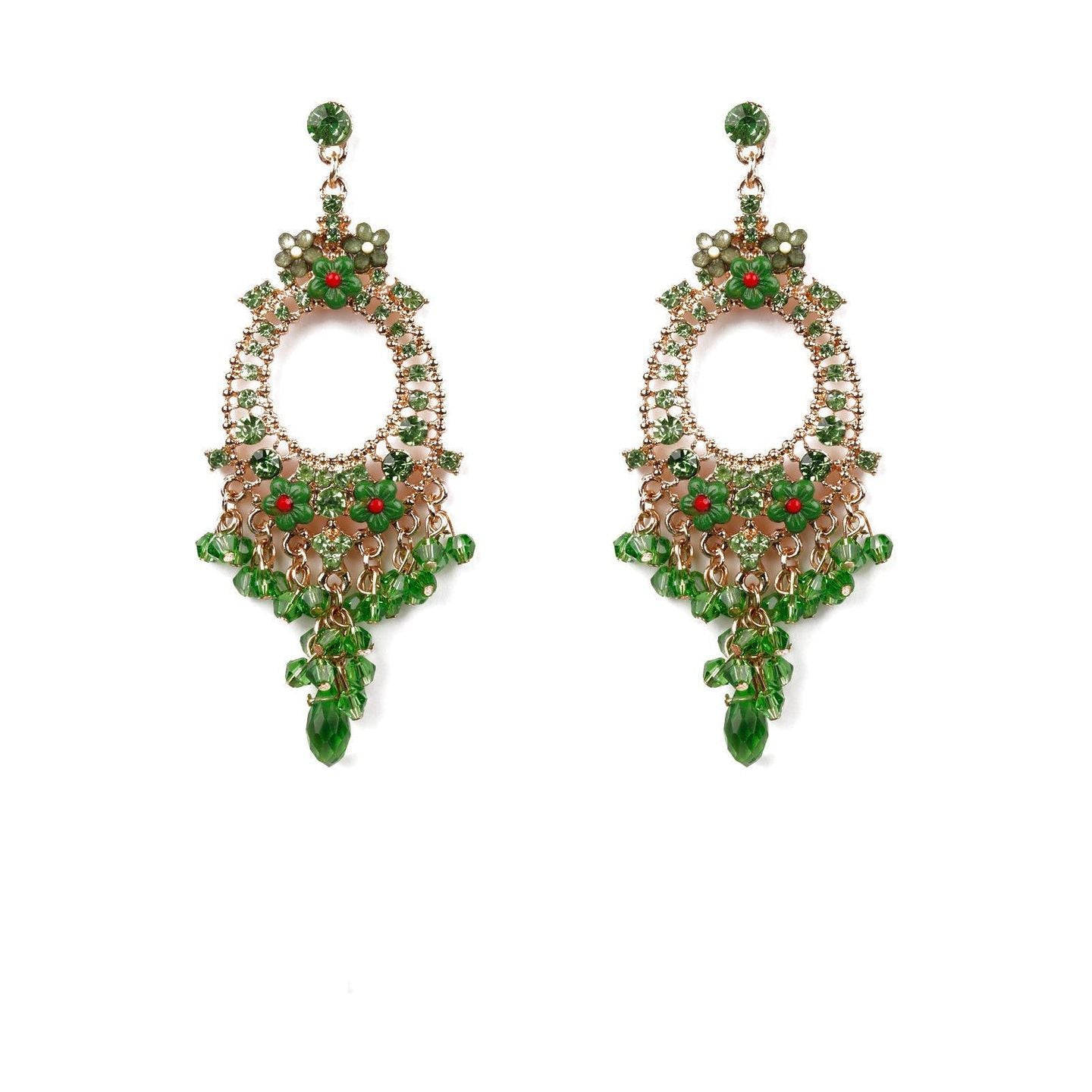 Enamel Flowers Colorful Chandelier Earrings