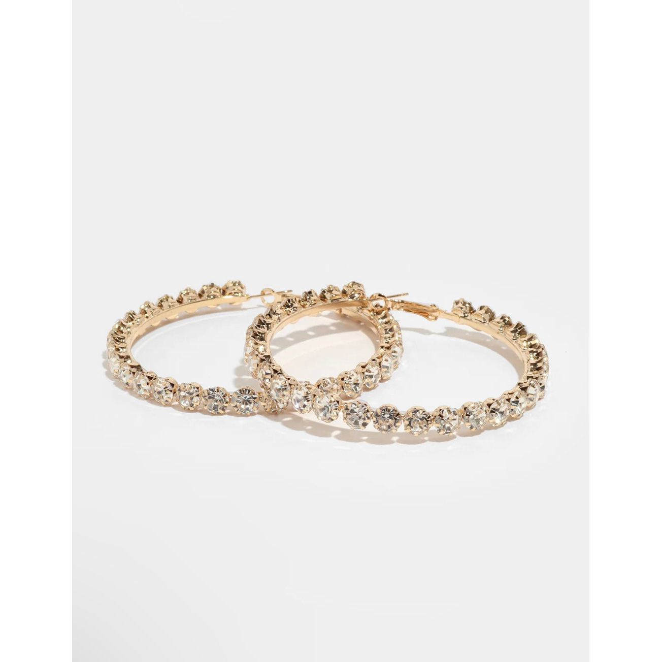 Gold Plated Crystal Diamond Hoop Earring