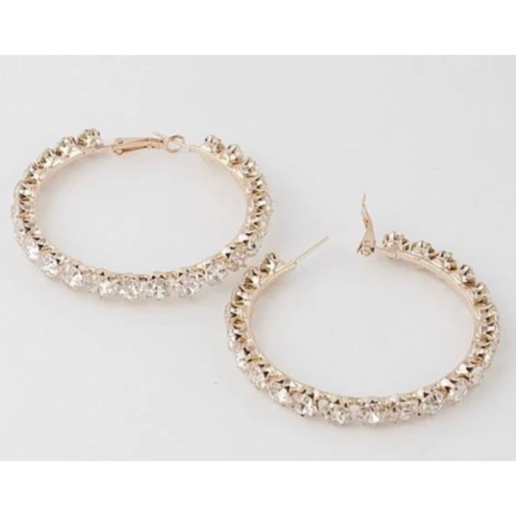 Gold Plated Crystal Diamond Hoop Earring