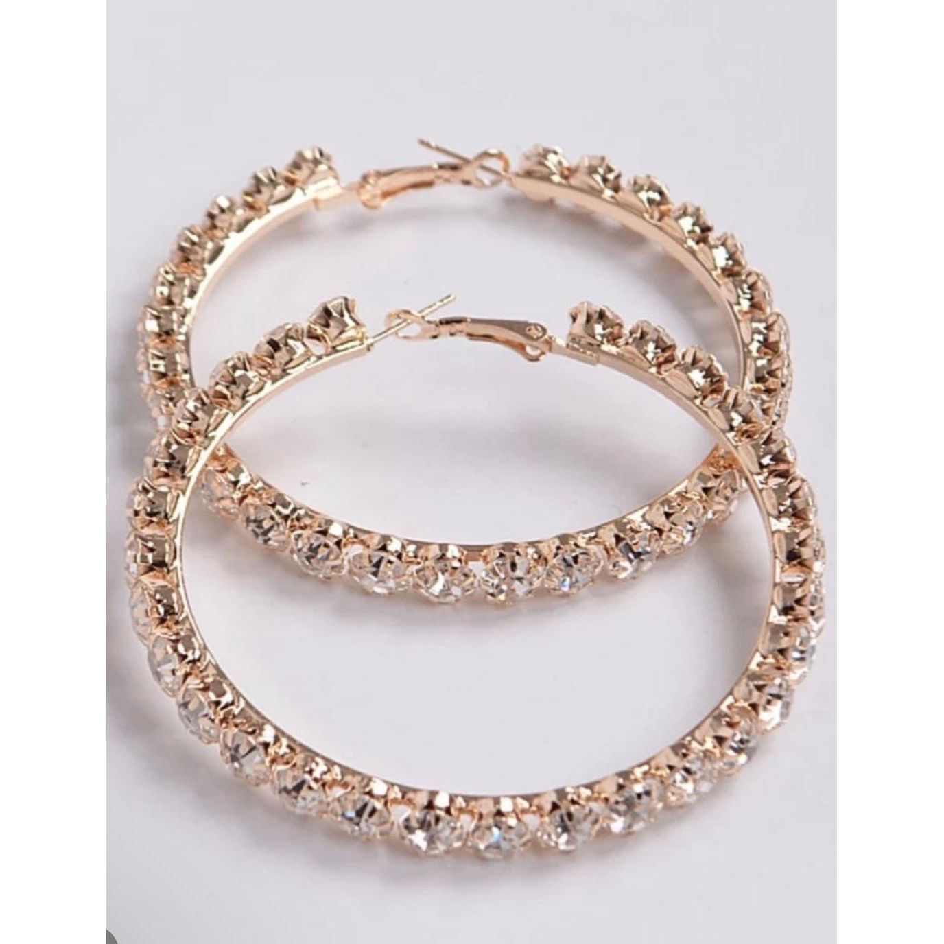 Gold Plated Crystal Diamond Hoop Earring