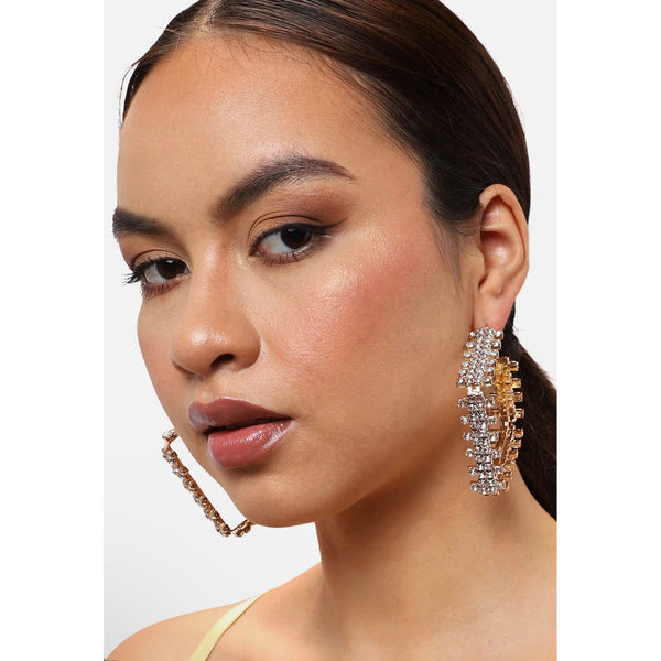 Gold Crystal Hoop Earring